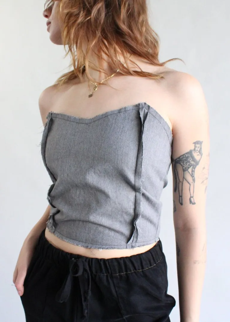 RCYCLD Pinstripe Bustier Top