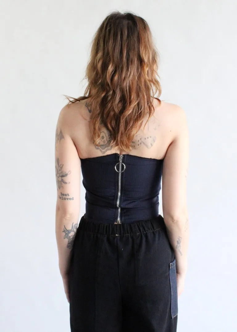 RCYCLD Pinstripe Bustier Top