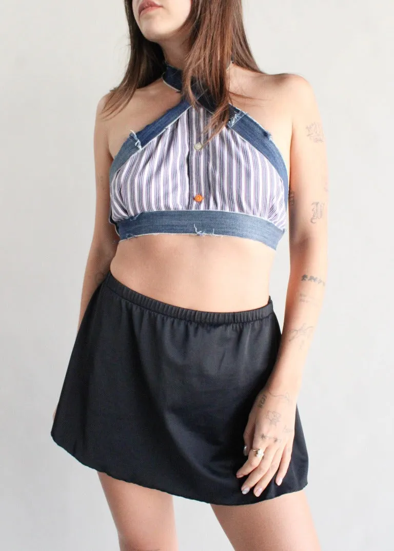 RCYCLD Striped Shirting Criss Cross Halter