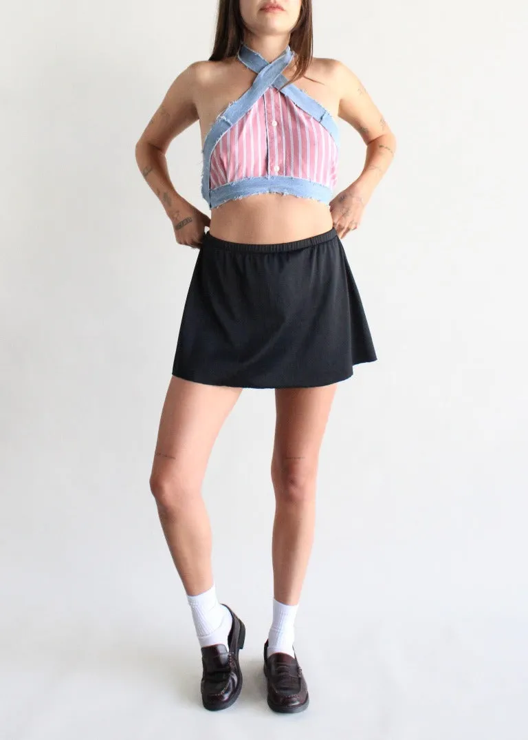 RCYCLD Striped Shirting Criss Cross Halter