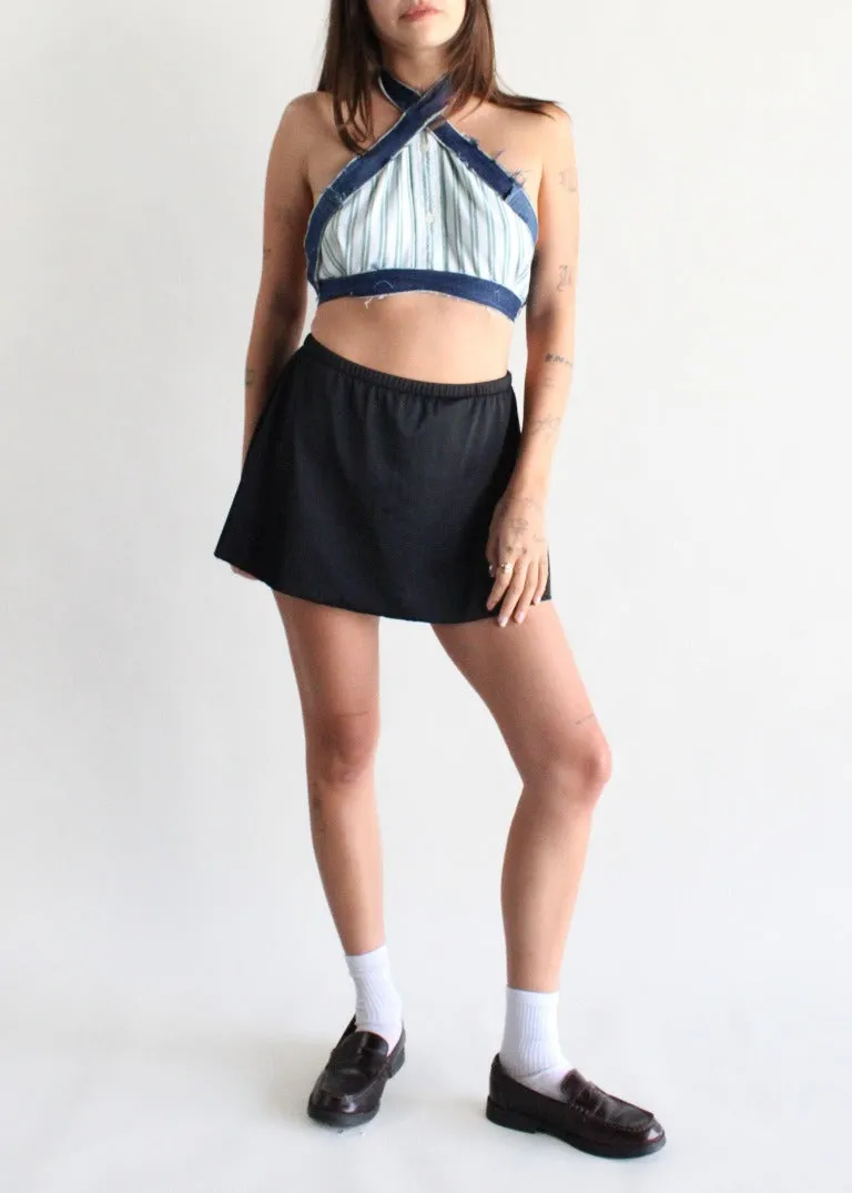 RCYCLD Striped Shirting Criss Cross Halter