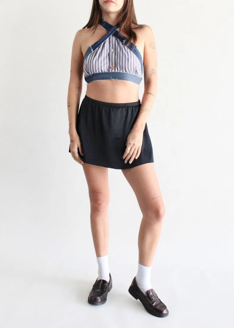 RCYCLD Striped Shirting Criss Cross Halter