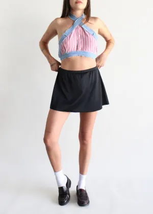 RCYCLD Striped Shirting Criss Cross Halter