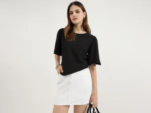 Regular Fit Round Neck Solid Tops