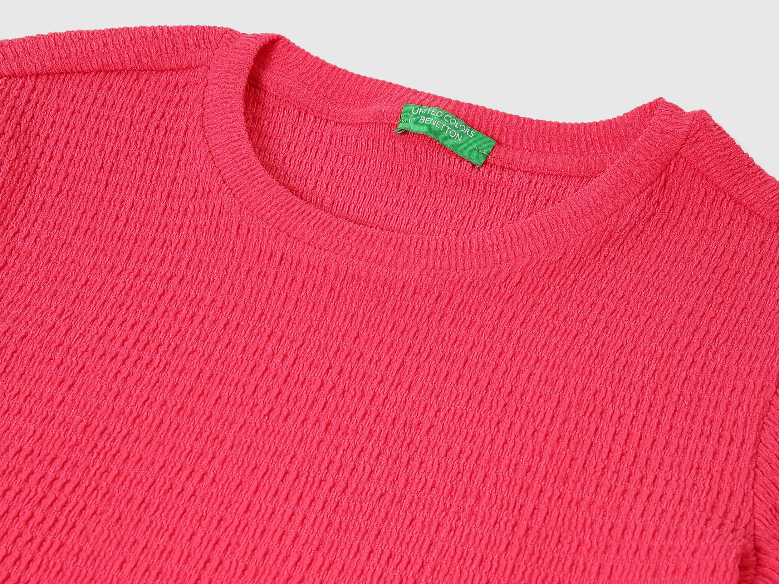 Regular Fit Round Neck Textured Tops