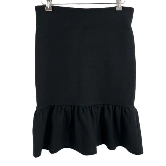 Reiss Black Giselle Peplum Hem Ruffle Pencil Skirt Womens Size 6