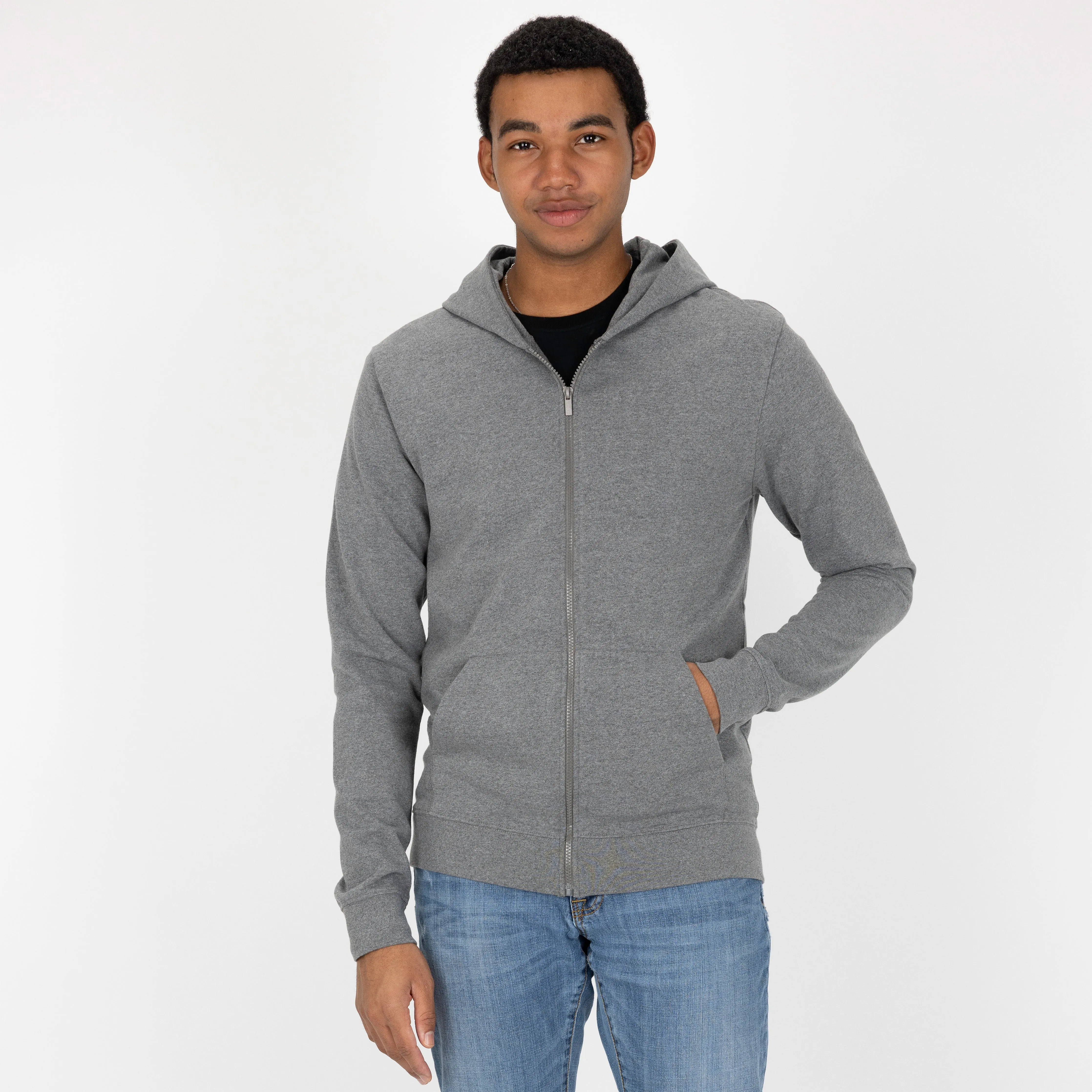 Retro Classic Zip Hoodie - Heather Grey