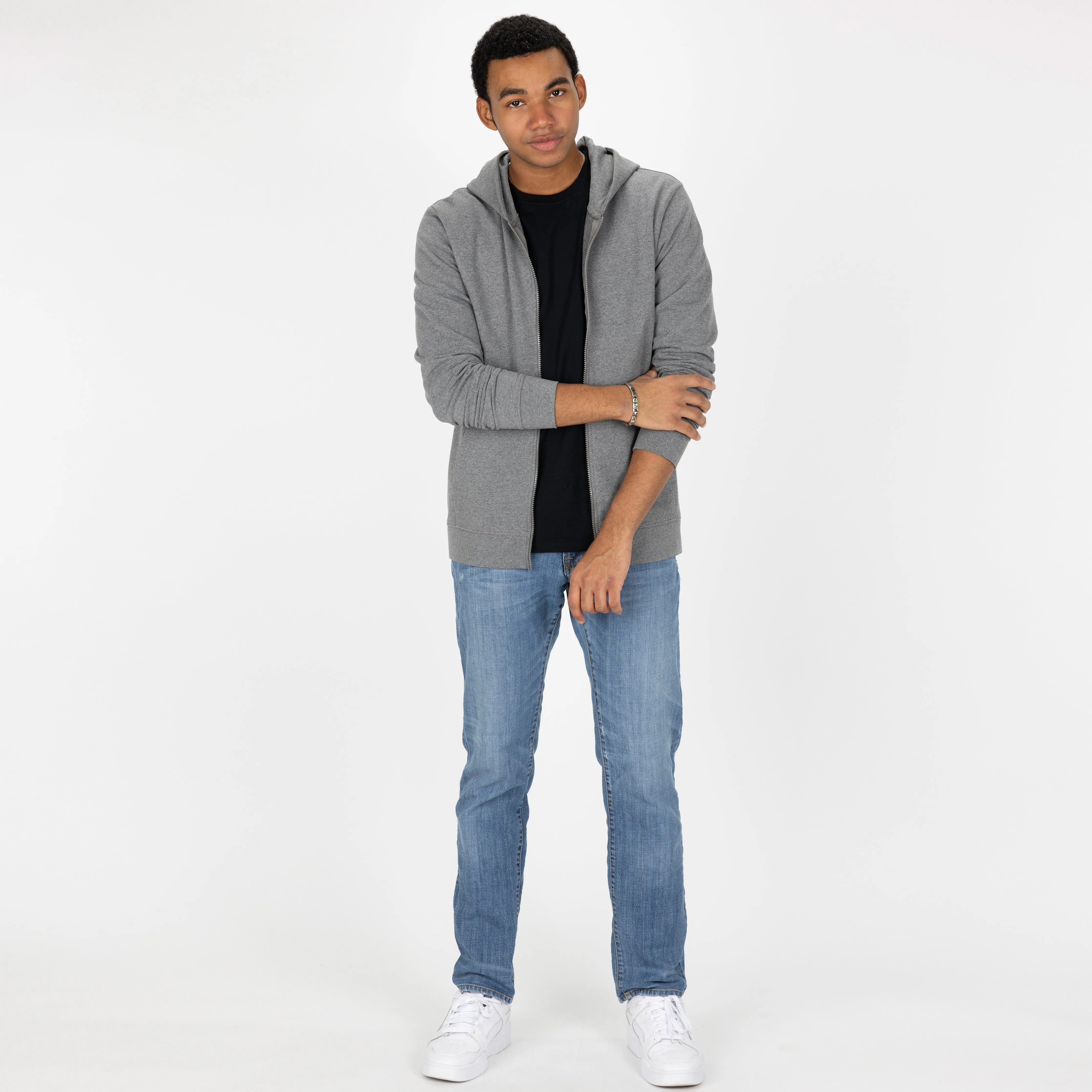 Retro Classic Zip Hoodie - Heather Grey