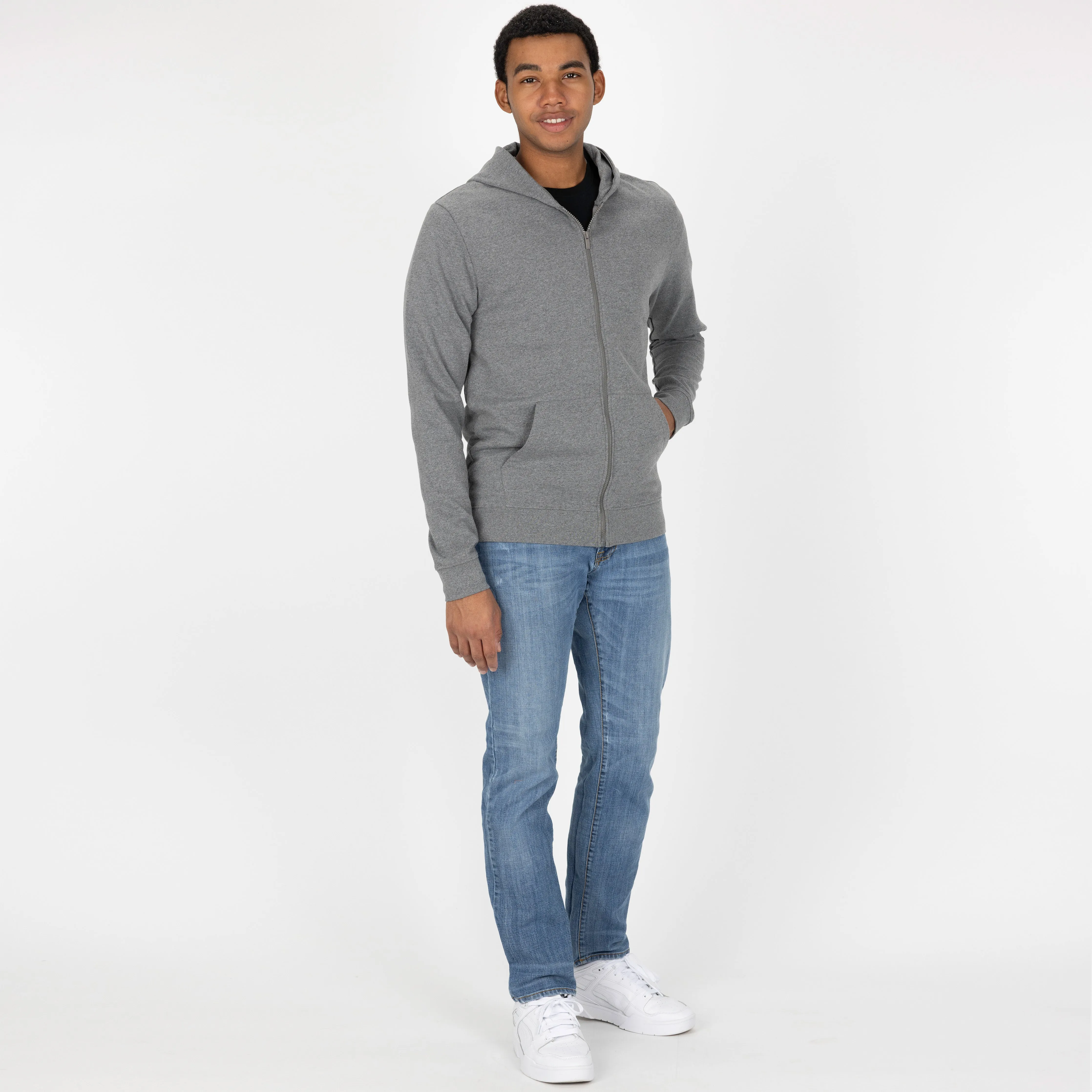 Retro Classic Zip Hoodie - Heather Grey