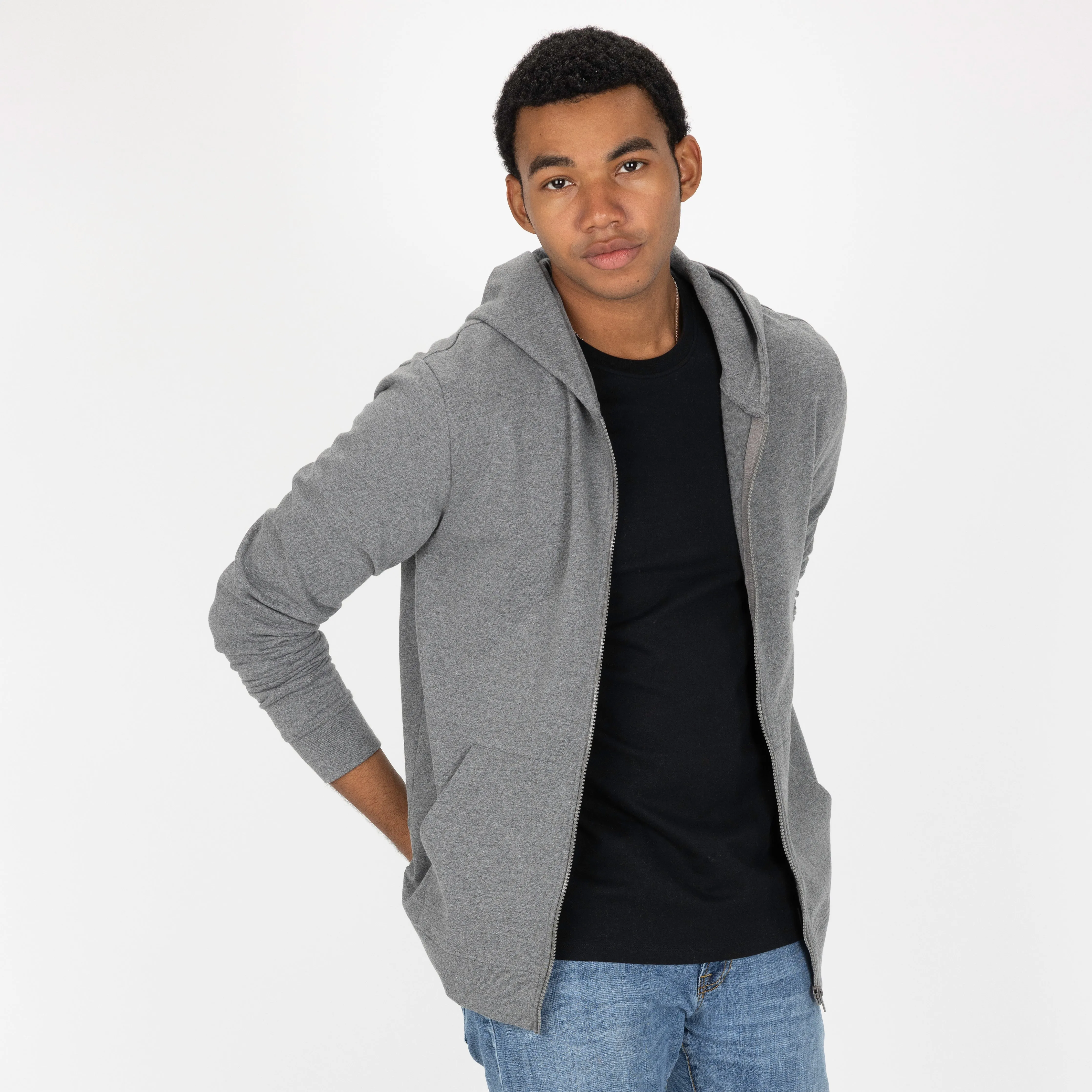 Retro Classic Zip Hoodie - Heather Grey