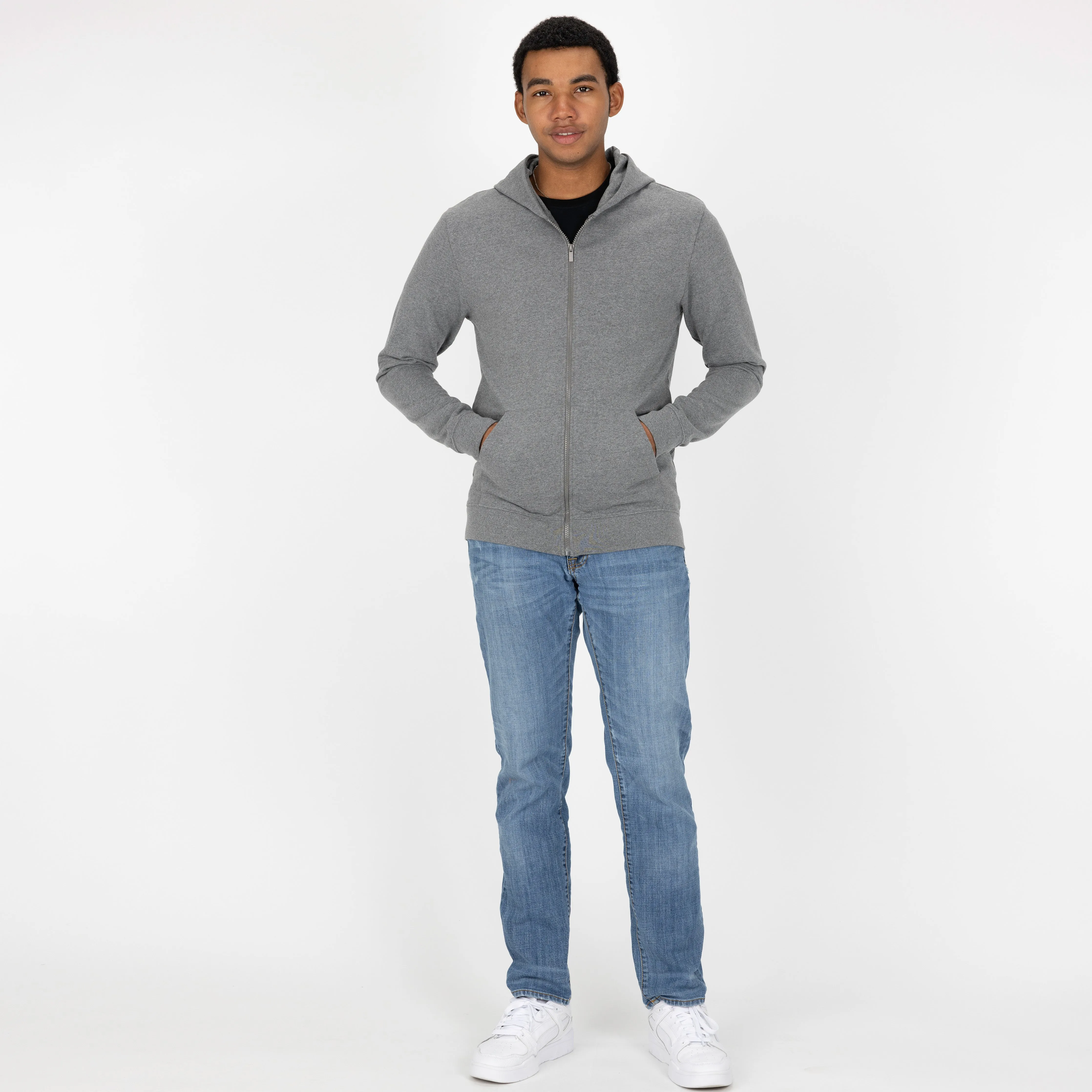 Retro Classic Zip Hoodie - Heather Grey