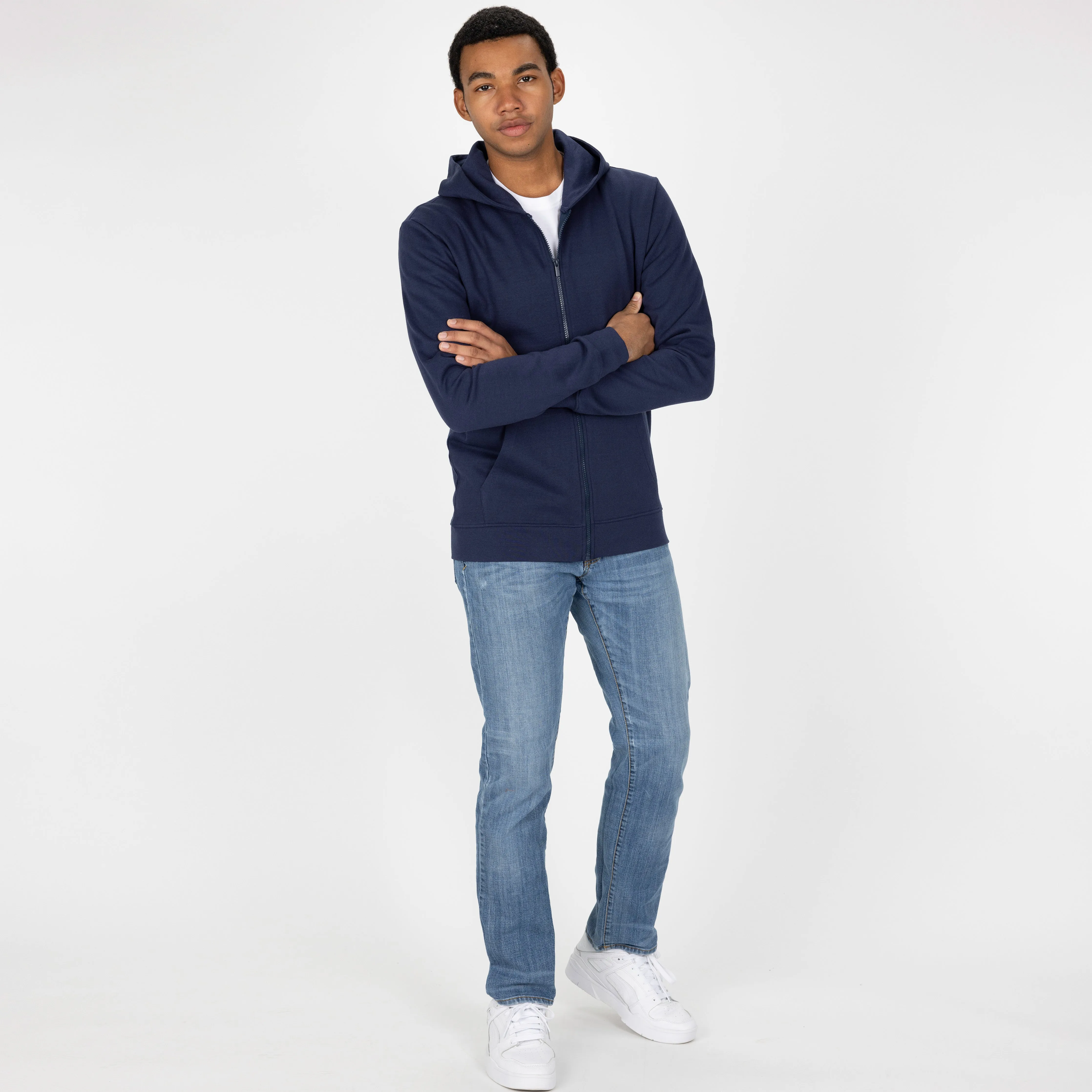 Retro Classic Zip Hoodie - Navy