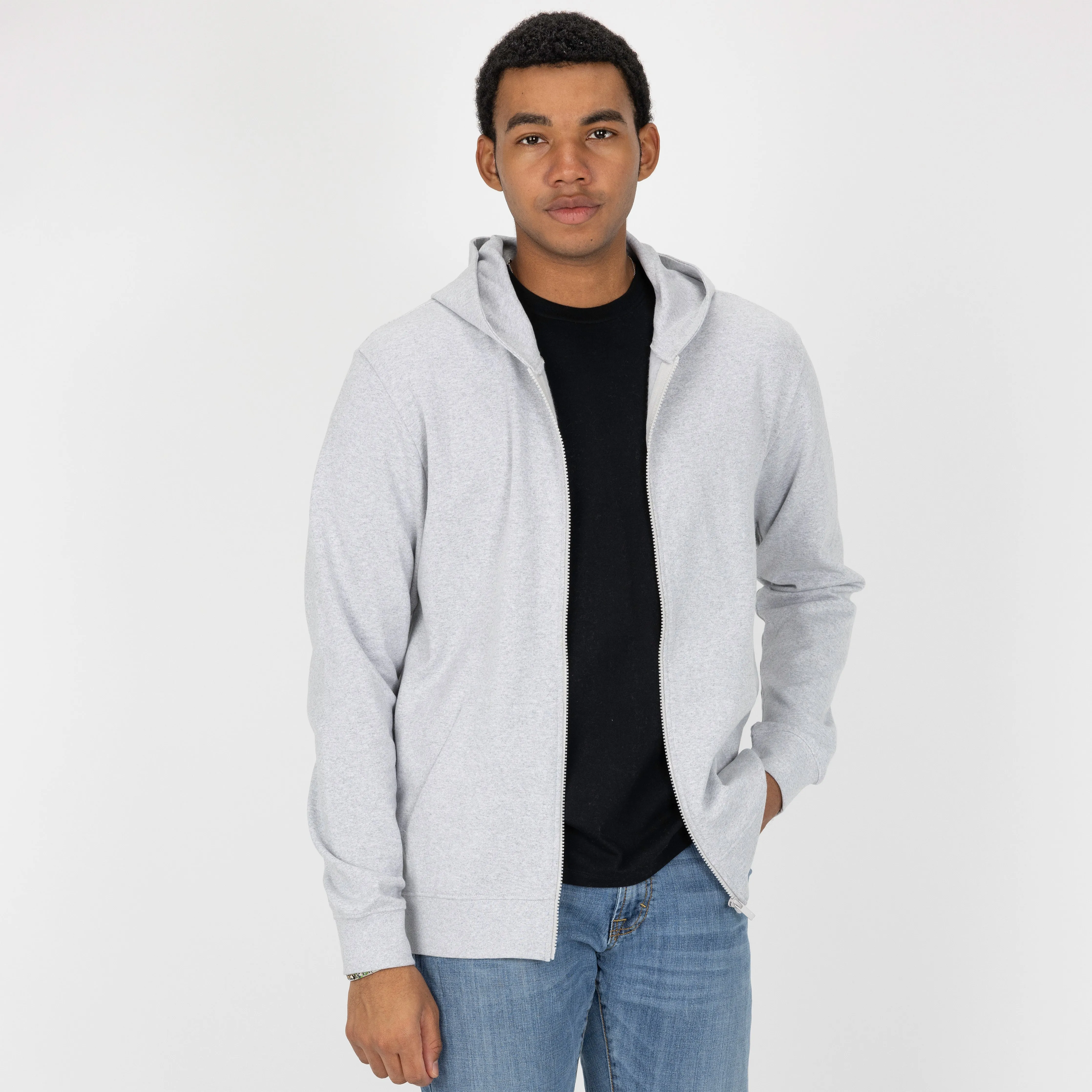 Retro Classic Zip Hoodie - White Heather