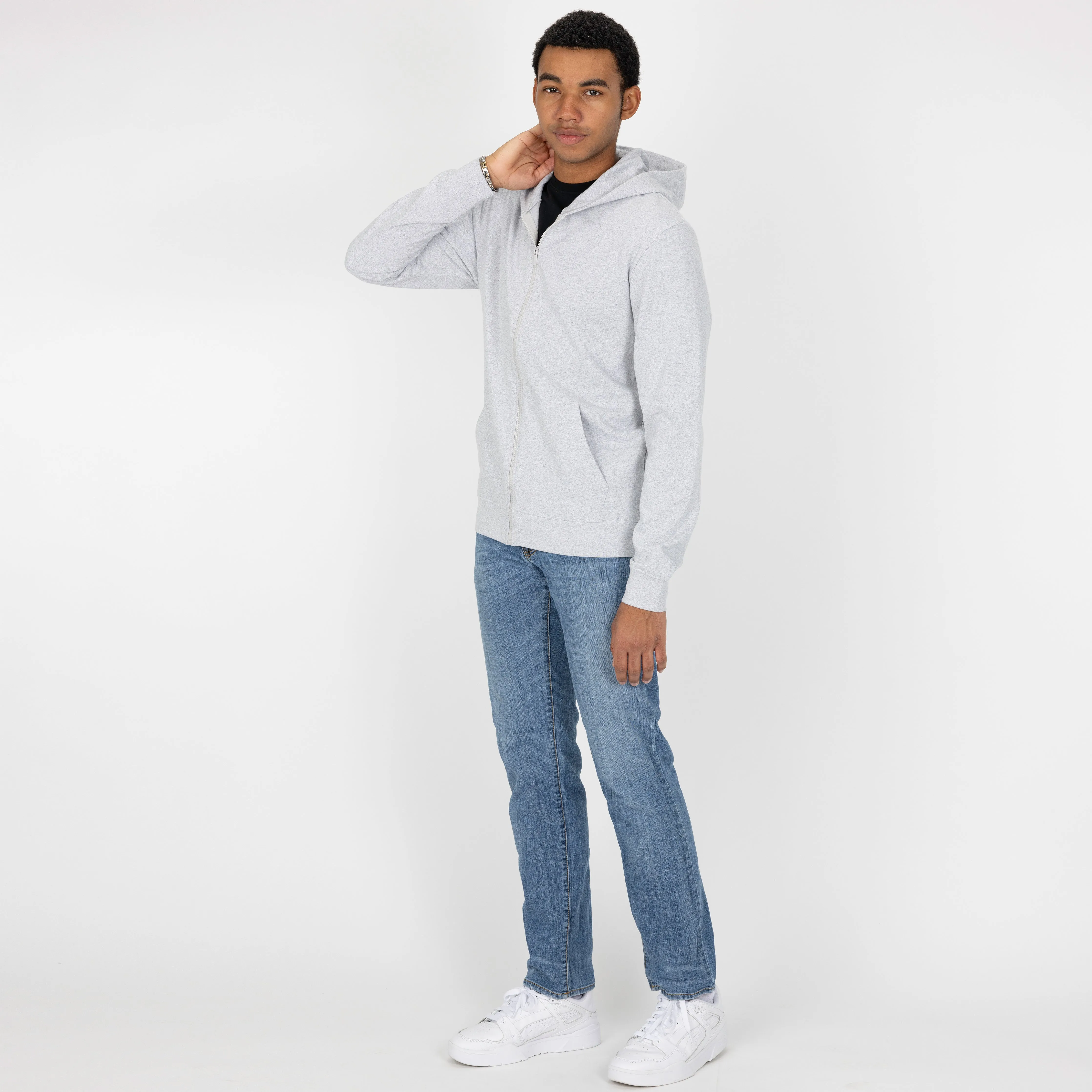 Retro Classic Zip Hoodie - White Heather