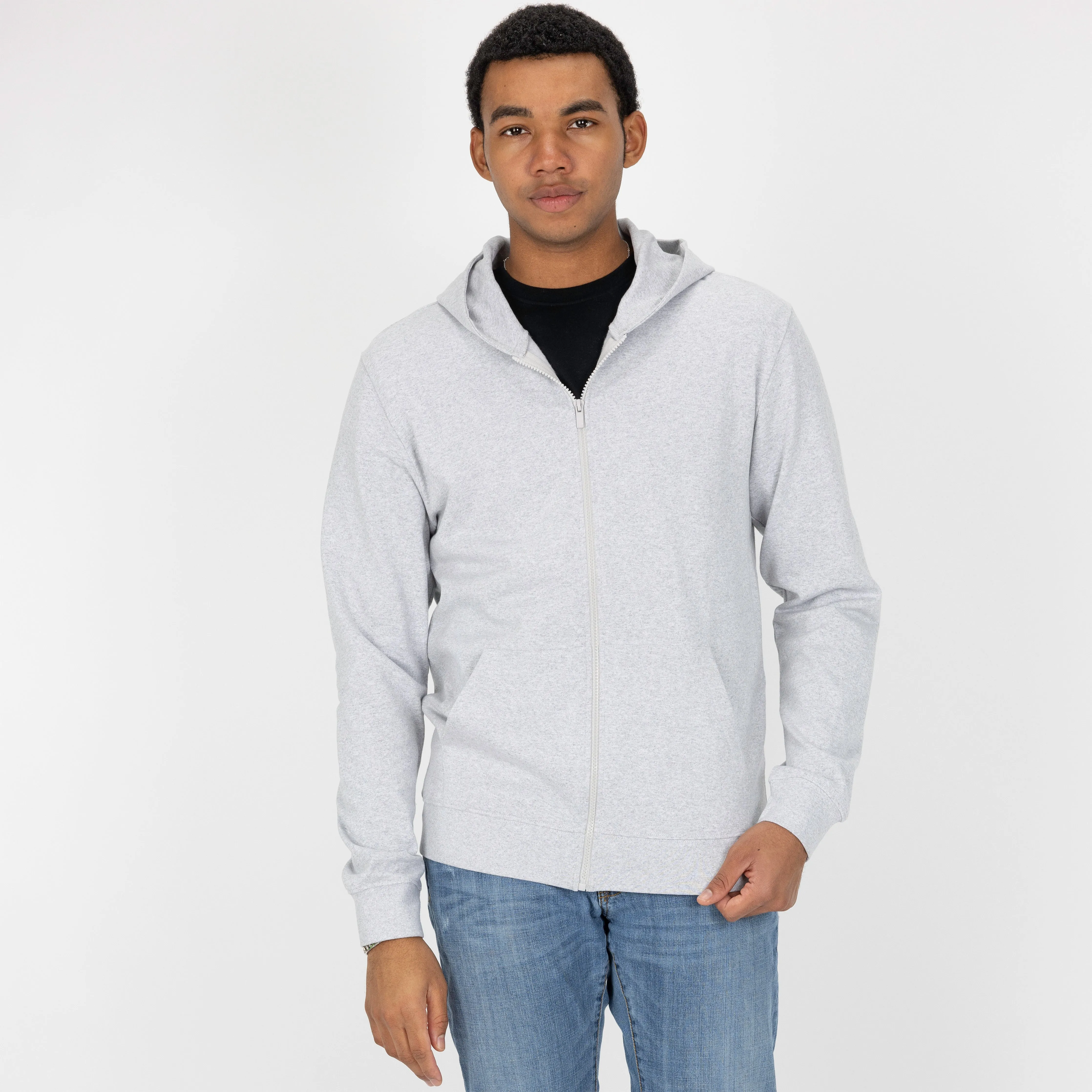 Retro Classic Zip Hoodie - White Heather