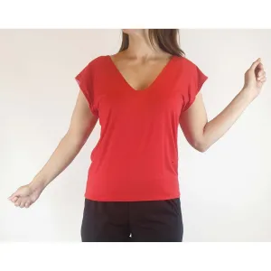Reversible tee shirt top with red and pink sides best fits size 8
