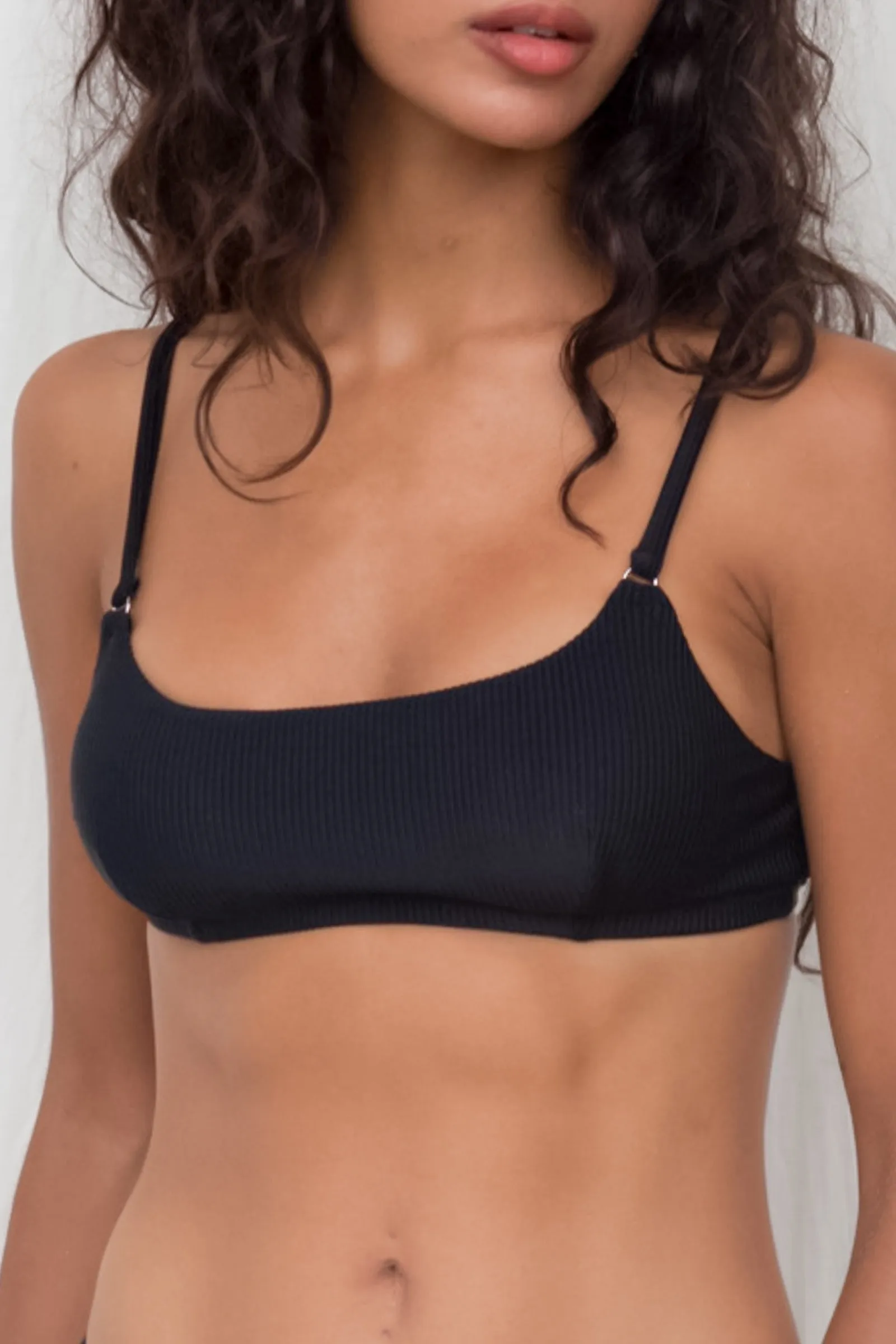Ribbed Bralette Top - Black