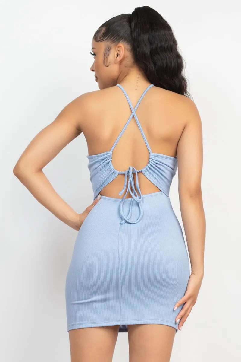 Ribbed Seamless Backless Dress