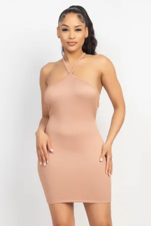 Ribbed Seamless Backless Dress