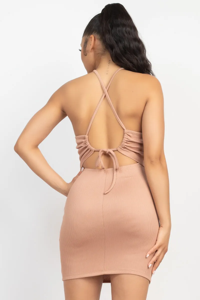 Ribbed Seamless Backless Dress