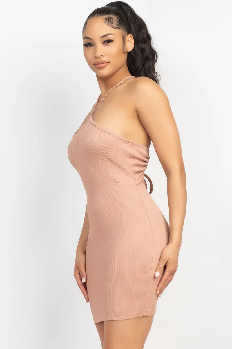 Ribbed Seamless Backless Dress