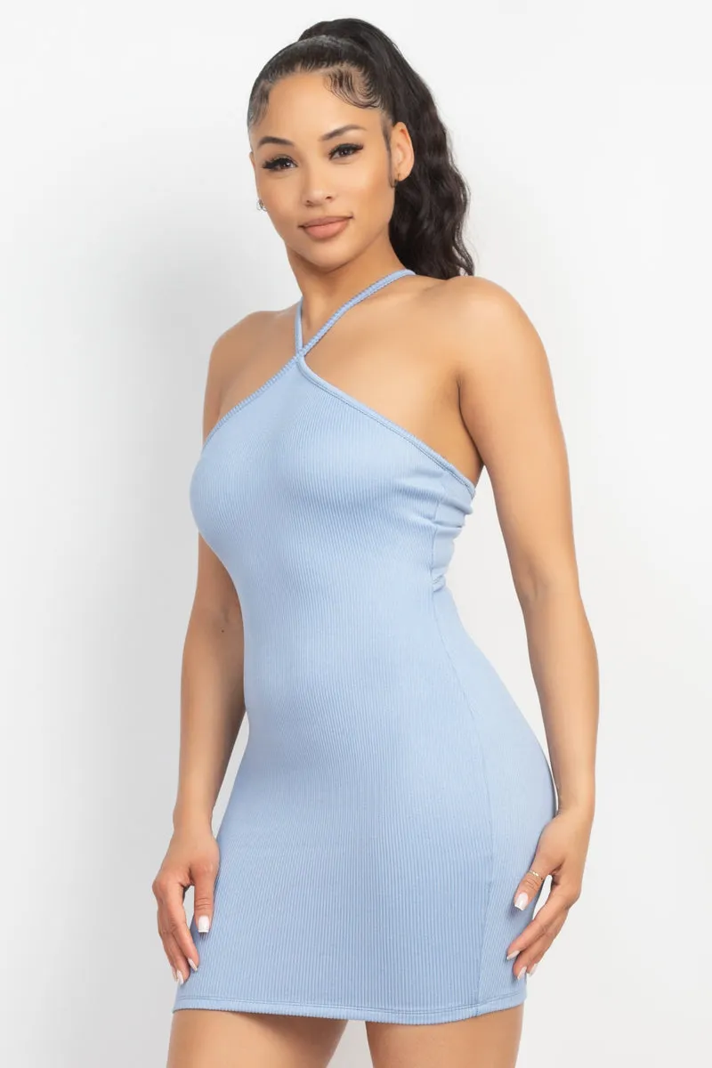 Ribbed Seamless Backless Dress