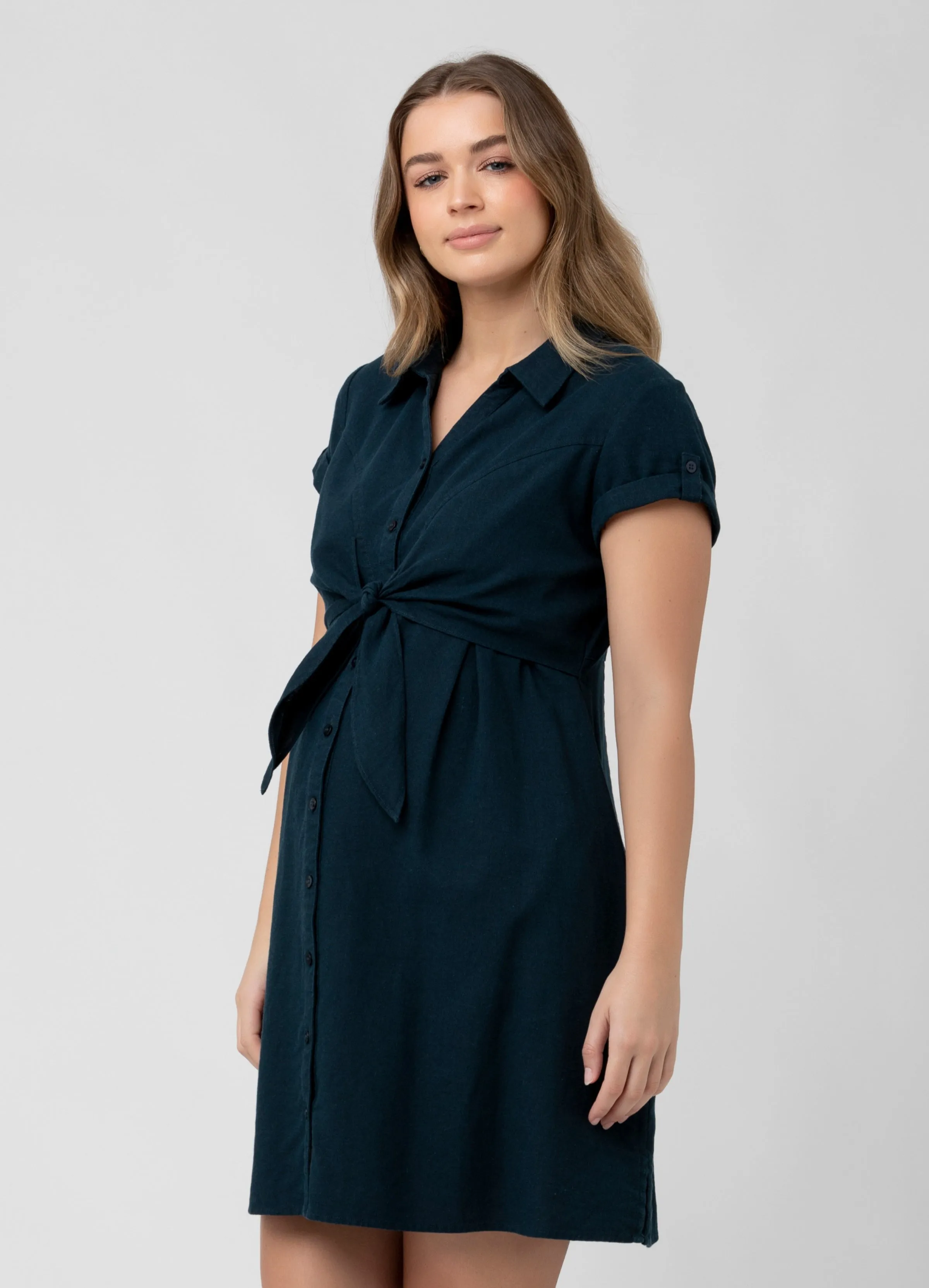 Ripe Maternity Colette Tie Up Linen Maternity Dress