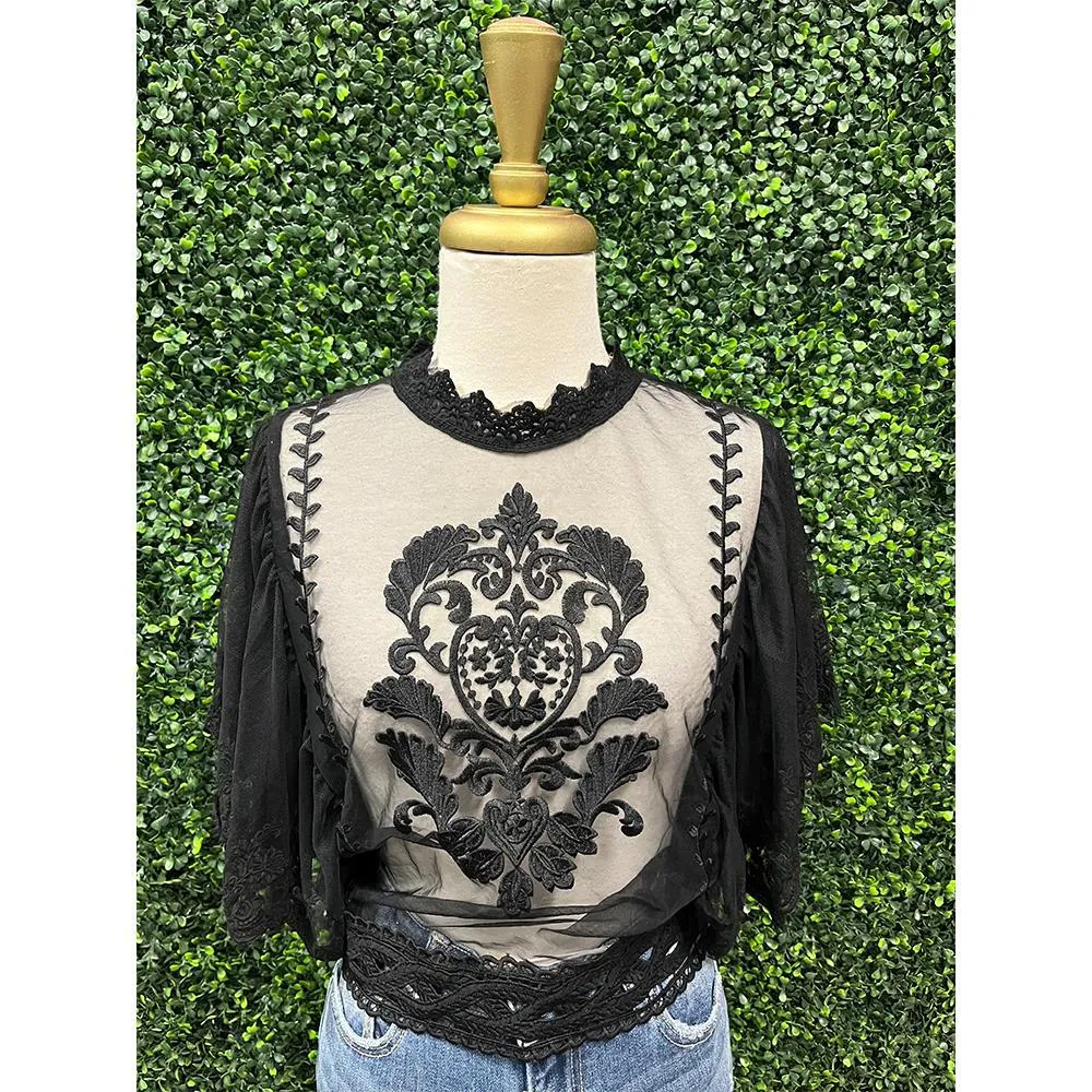 Rita Black Lace Top
