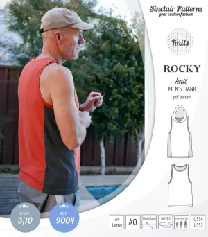 Rocky semi fitted knit tank with optional panels and a hood for men (PDF)