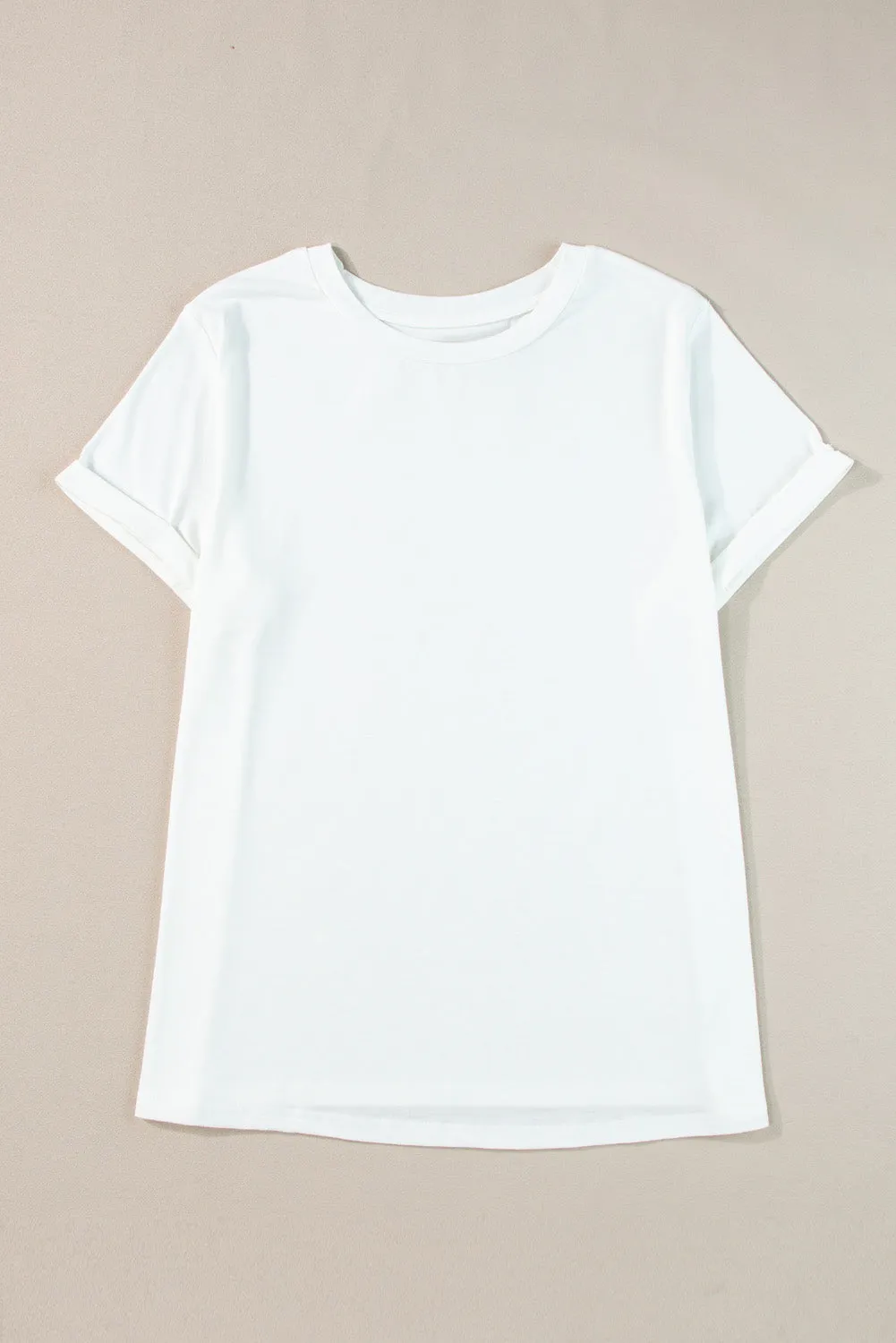Rolled Sleeve Plus Size T-shirt