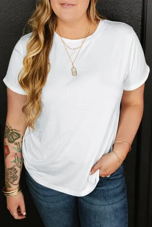 Rolled Sleeve Plus Size T-shirt