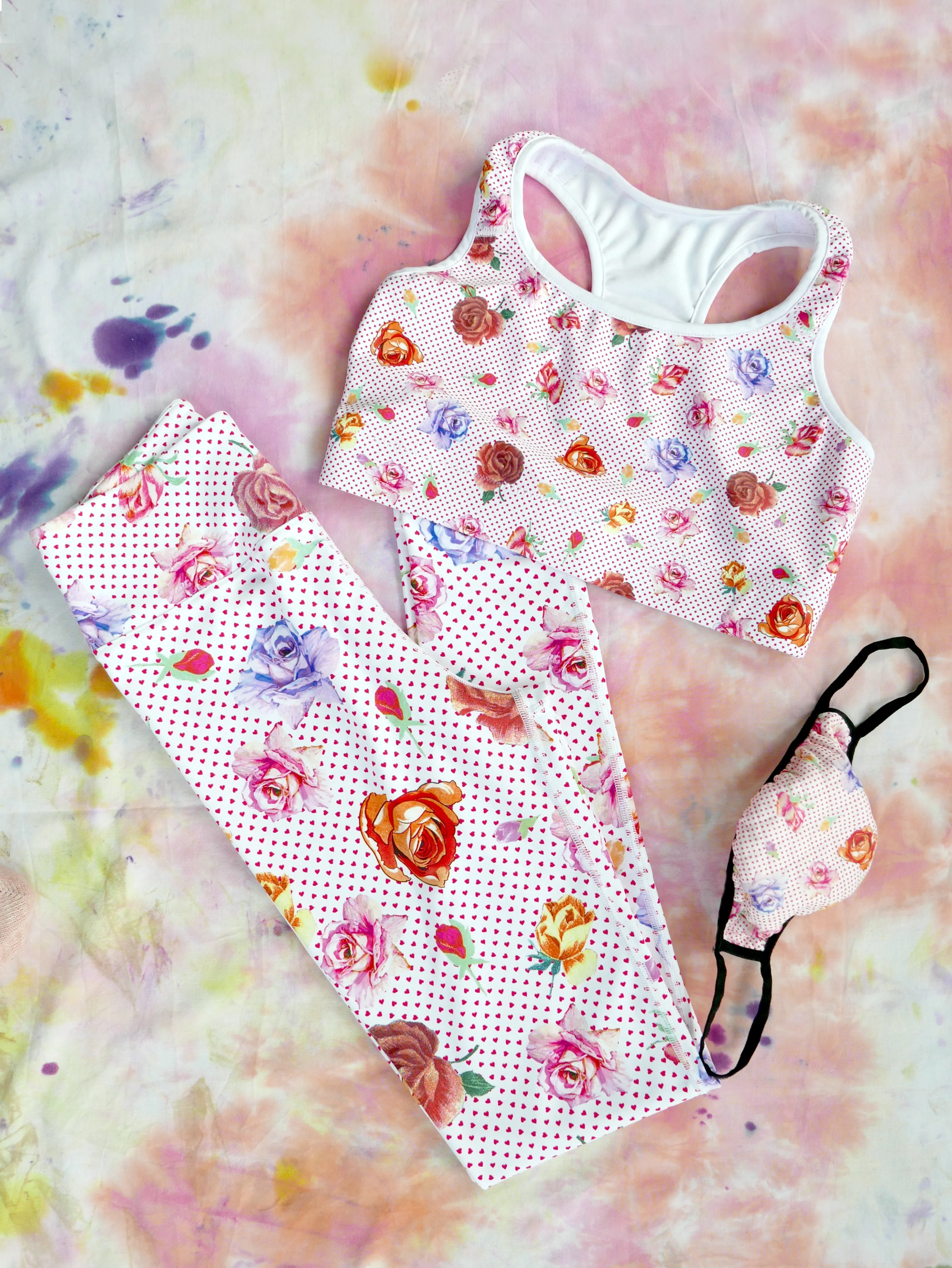 Rose Love Heart Print Sports Bra