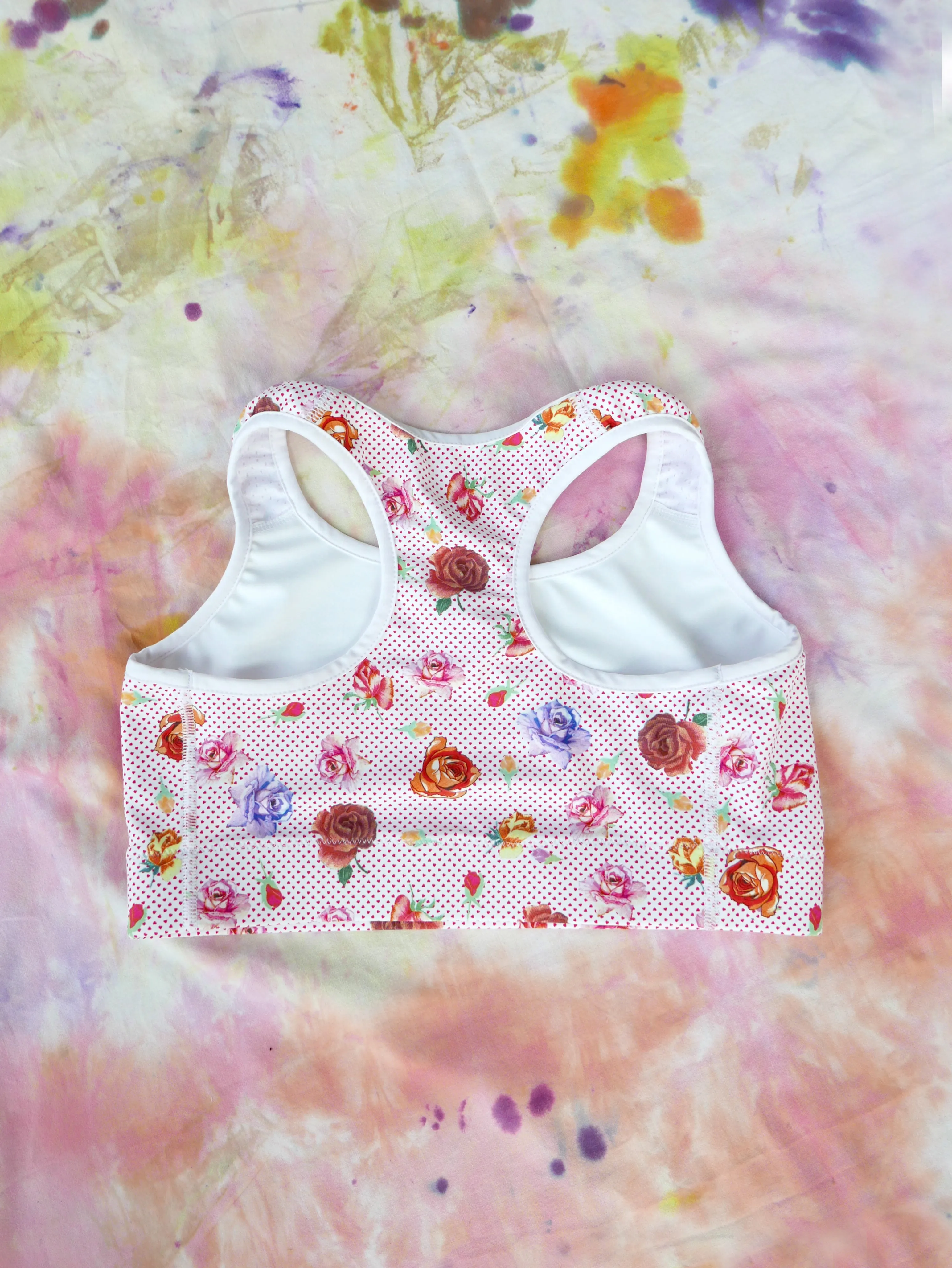 Rose Love Heart Print Sports Bra