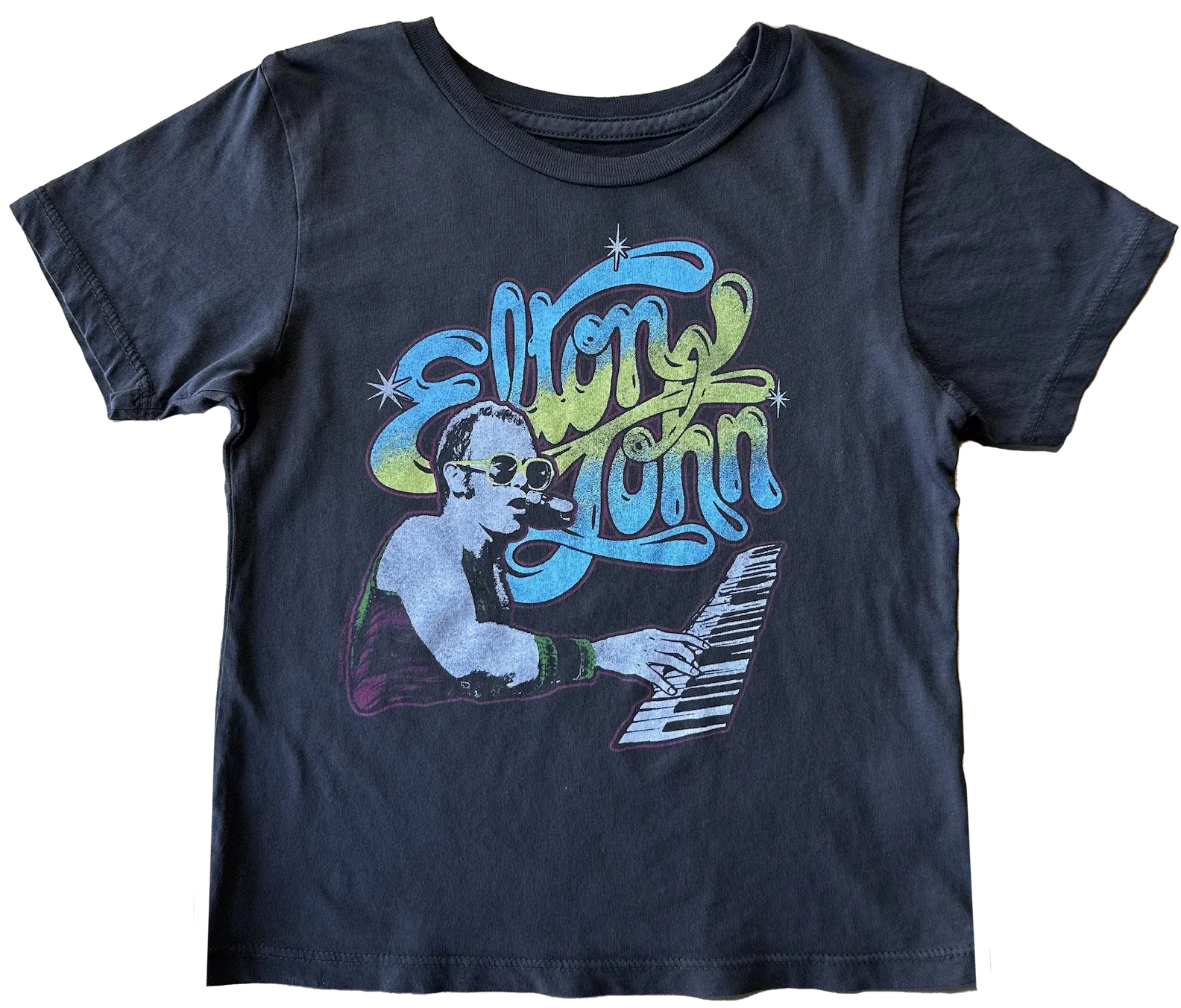Rowdy Sprout- Elton John Vintage Black Organic Tee