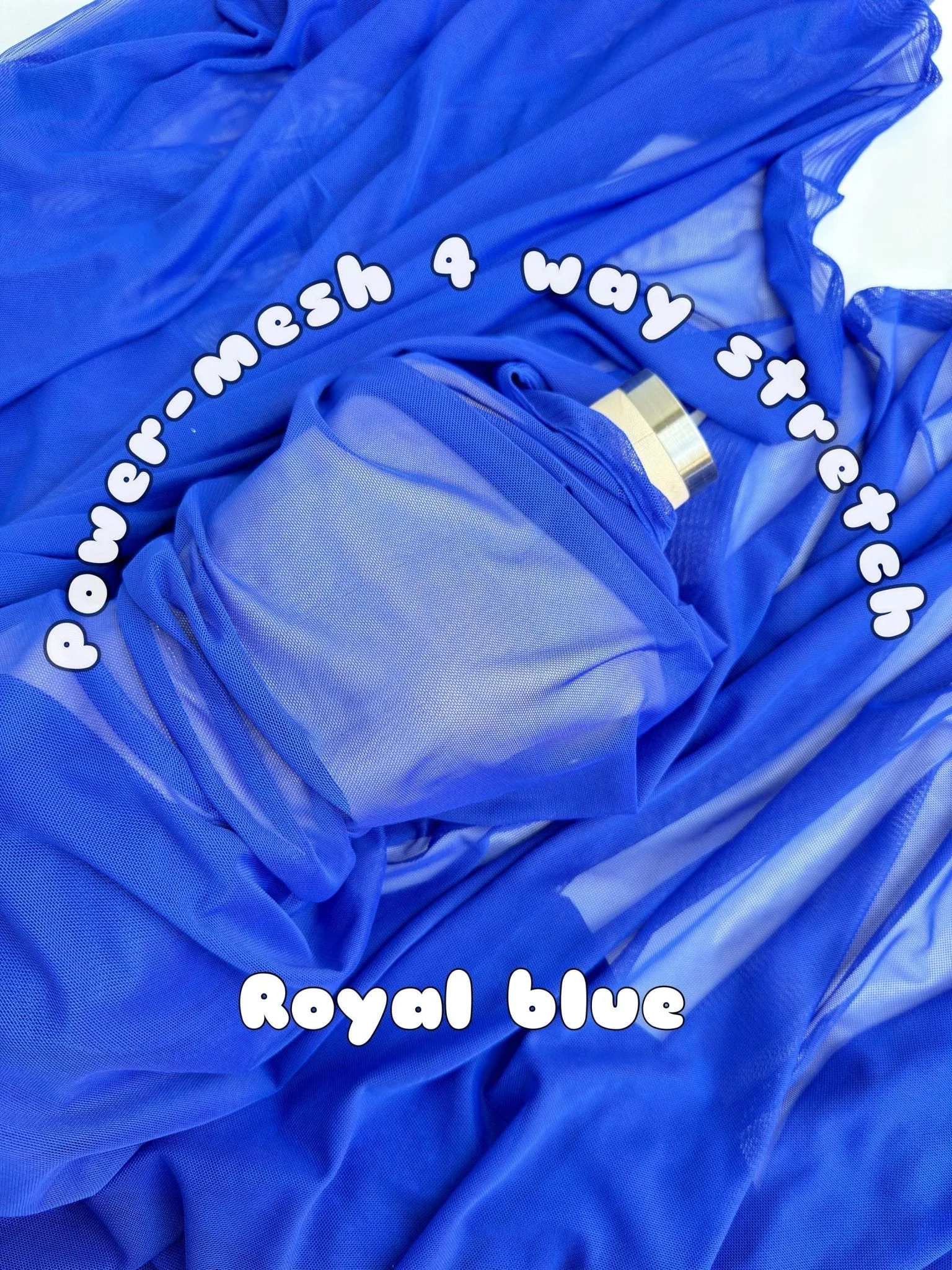 Royal Blue 4-Way Stretch Power Mesh Fabric by Yard, Luxury Sheer Soft for Bridal, Yoga Wear, Dresses, Lingerie, Activewear Event Decoration