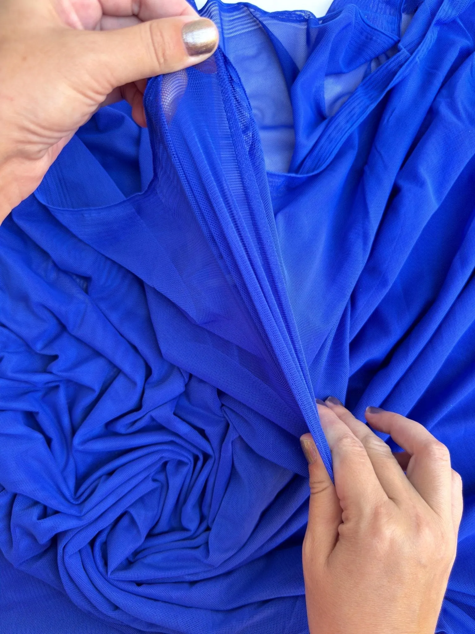 Royal Blue 4-Way Stretch Power Mesh Fabric by Yard, Luxury Sheer Soft for Bridal, Yoga Wear, Dresses, Lingerie, Activewear Event Decoration