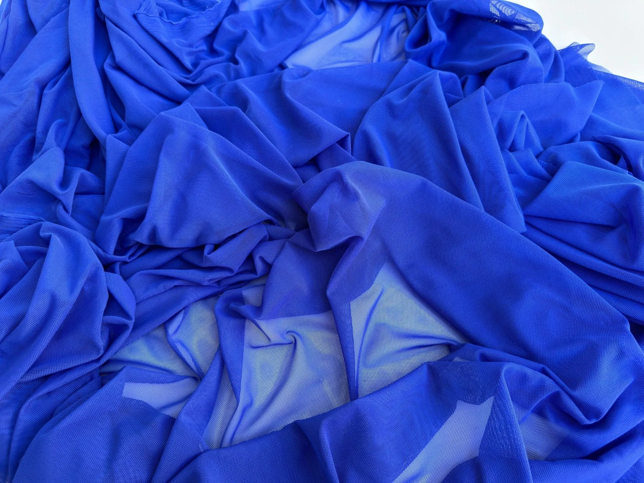 Royal Blue 4-Way Stretch Power Mesh Fabric by Yard, Luxury Sheer Soft for Bridal, Yoga Wear, Dresses, Lingerie, Activewear Event Decoration