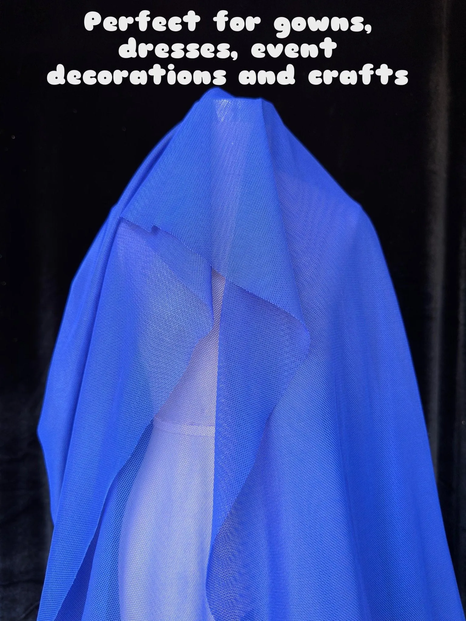 Royal Blue 4-Way Stretch Power Mesh Fabric by Yard, Luxury Sheer Soft for Bridal, Yoga Wear, Dresses, Lingerie, Activewear Event Decoration
