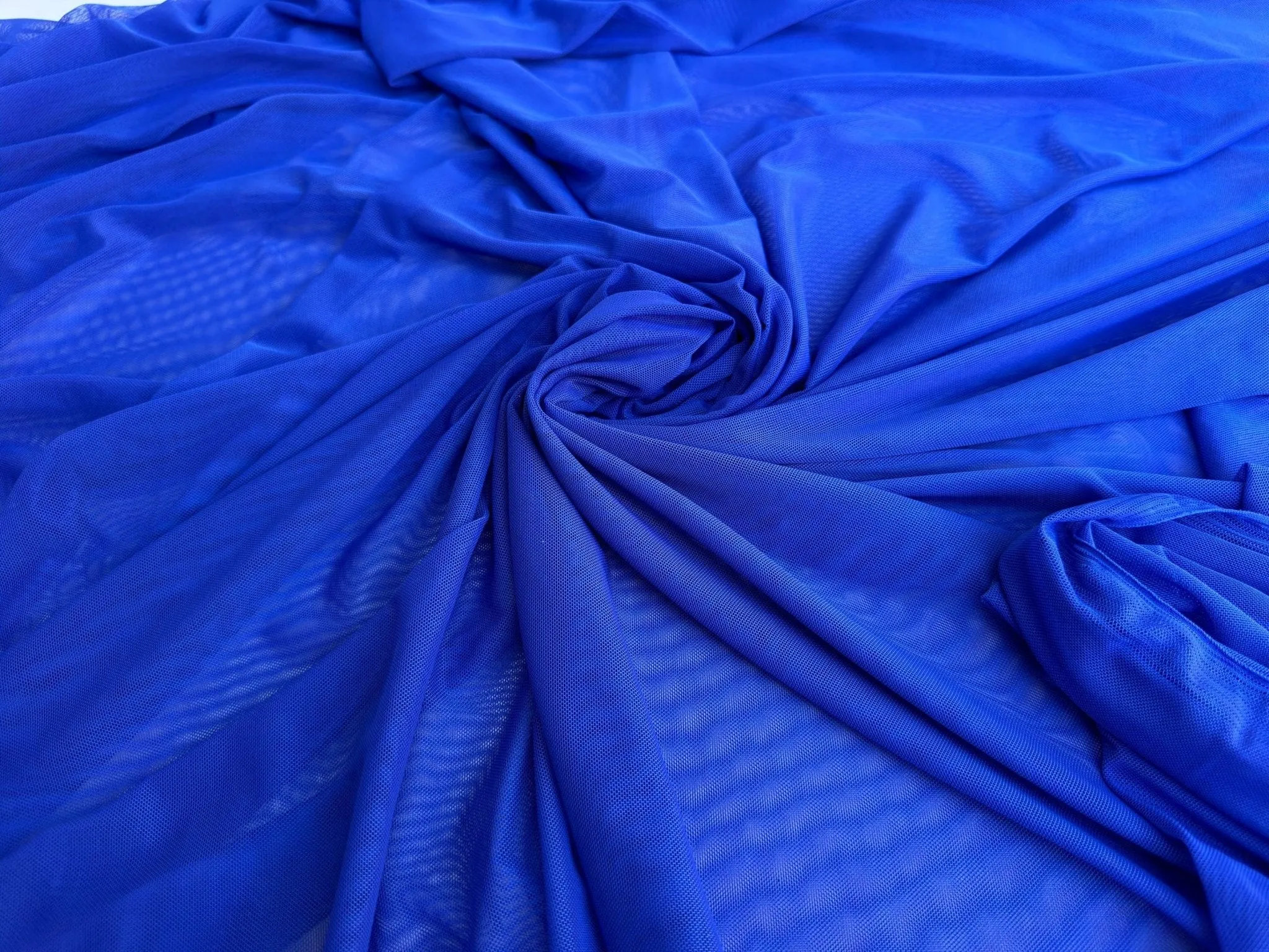 Royal Blue 4-Way Stretch Power Mesh Fabric by Yard, Luxury Sheer Soft for Bridal, Yoga Wear, Dresses, Lingerie, Activewear Event Decoration