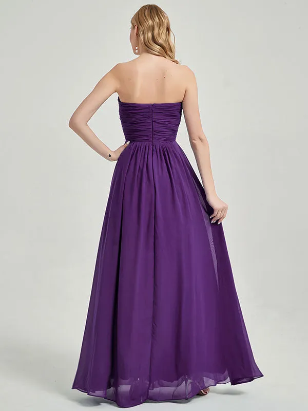 Royal Purple Strapless Sweetheart  Chiffon Maternity Bridesmaid Dress