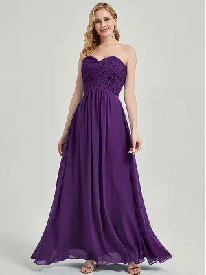 Royal Purple Strapless Sweetheart  Chiffon Maternity Bridesmaid Dress