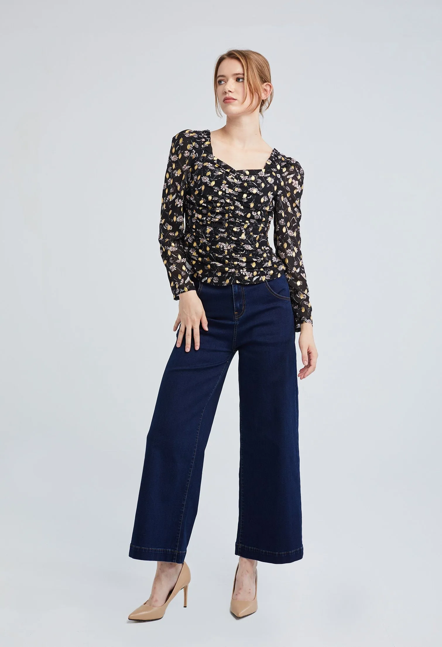 Ruched Front Sweetheart Top