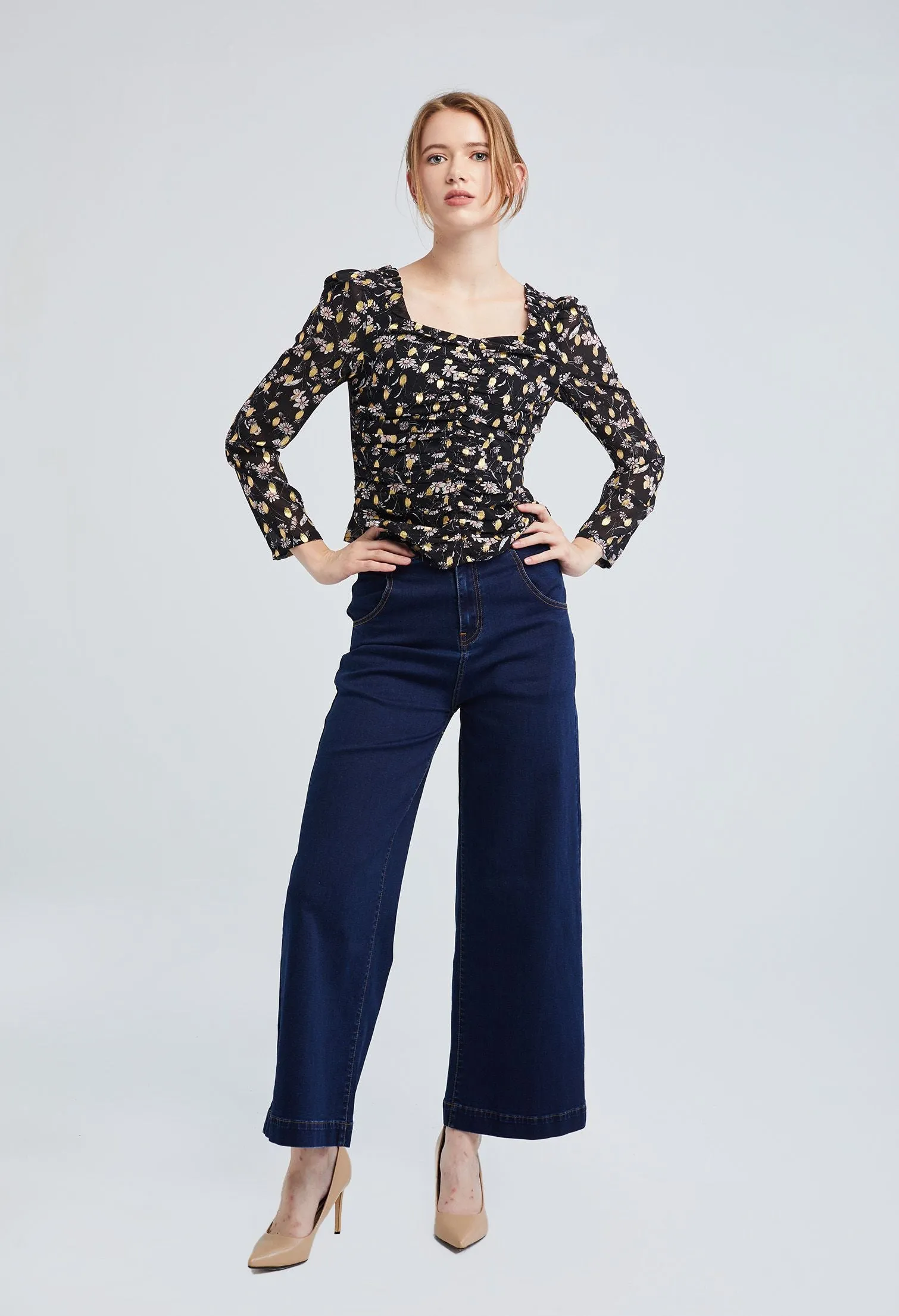 Ruched Front Sweetheart Top