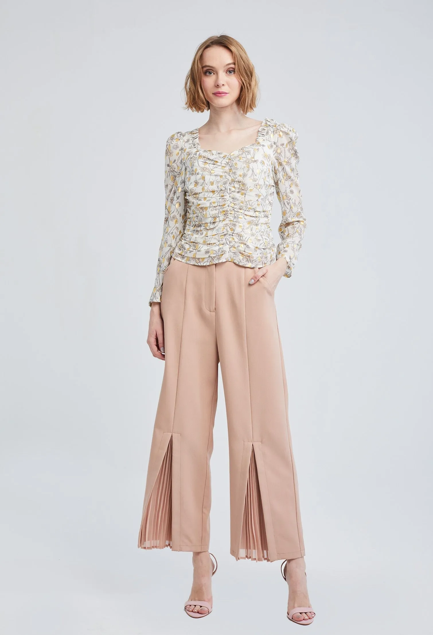 Ruched Front Sweetheart Top