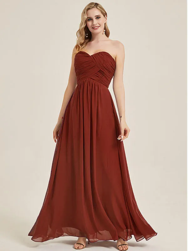 Rusty Red Strapless Sweetheart  Chiffon Maternity Bridesmaid Dress