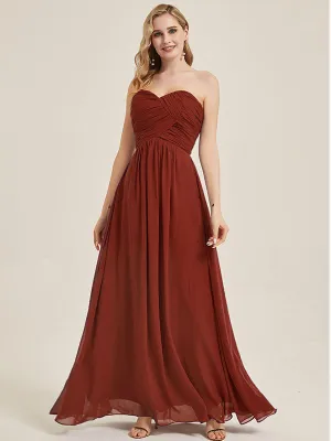 Rusty Red Strapless Sweetheart  Chiffon Maternity Bridesmaid Dress