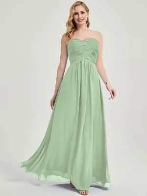 Sage Green Strapless Sweetheart  Chiffon Maternity Bridesmaid Dress
