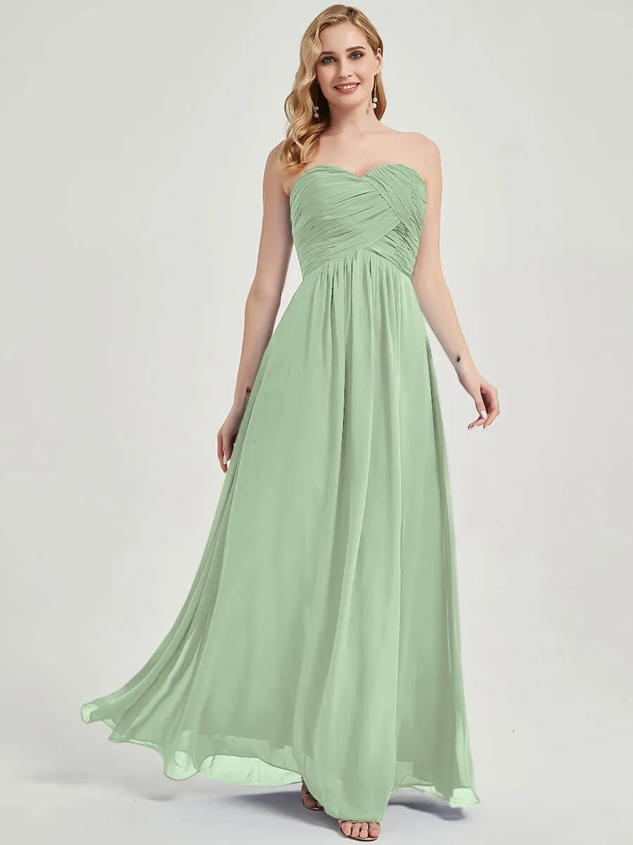 Sage Green Strapless Sweetheart  Chiffon Maternity Bridesmaid Dress