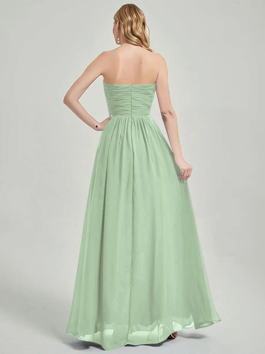 Sage Green Strapless Sweetheart  Chiffon Maternity Bridesmaid Dress