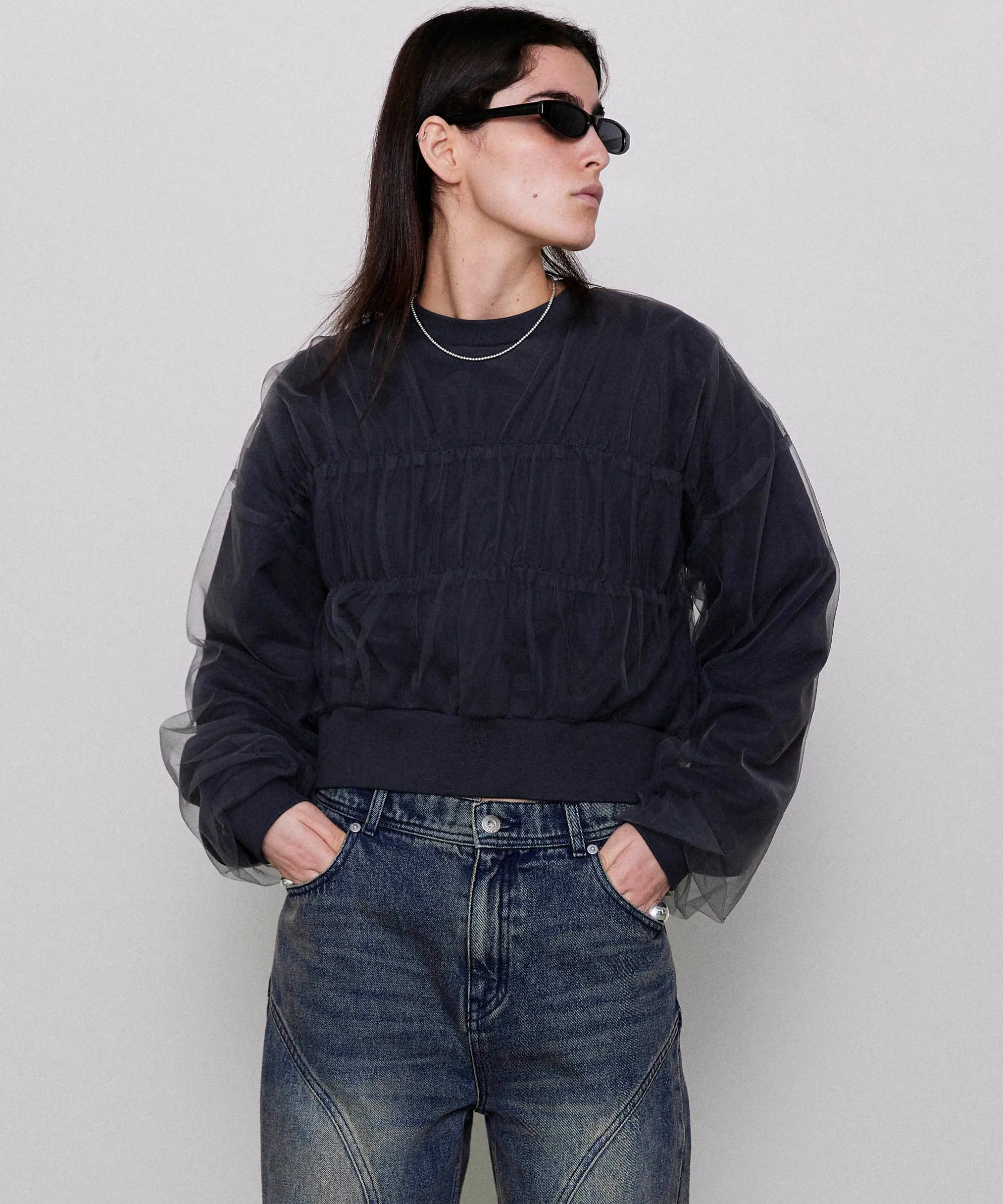 【SALE】Tulle Layered Sweatshirt